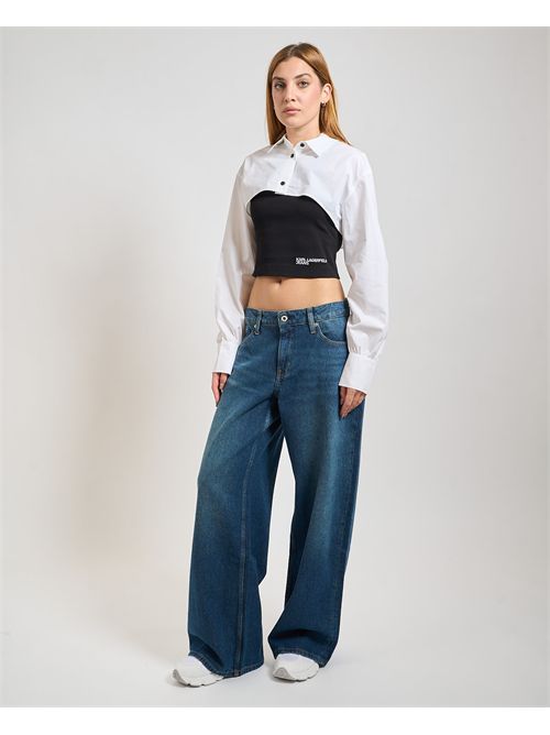 Jeans larghi Karl Lagerfeld donna a vita bassa KARL LAGERFELD | A3W100791YN